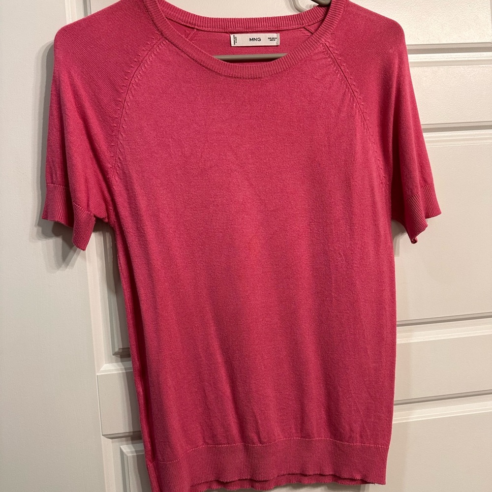 Mango Pink Short Sleeve Sweater